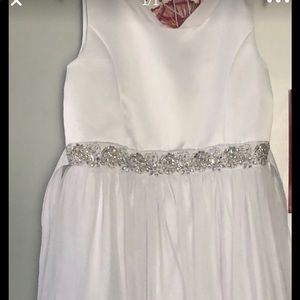 White dress with rhinestone sash